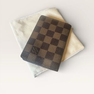 Louis Vuitton Damier Ebene Card Holder Wallet Brown Canvas Made in France